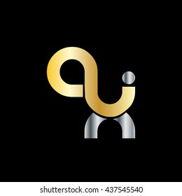 Initial Letter AX Circle Lowercase Logo Gold Black Background