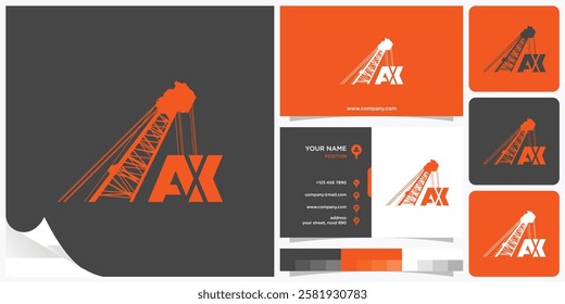 Initial Letter AX Crane Logo, Initial Letter AX Crane Vector Icon Logo