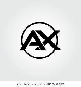 Initial letter ax linked circle uppercase monogram logo black.