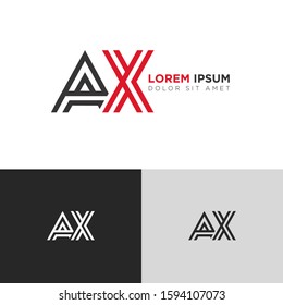 Initial Letter AX linked inside square uppercase overlap modern logo design template. Suitable for business, consulting group company