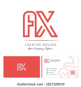 Initial letter AX Letter Logo Design with creative modern name card vector Illustration. AX Letter Logo Concept Ready For Use. Initial letter AX logo vector design template.