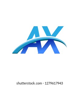 initial letter AX logotype company name colored blue and swoosh design. vector logo for business and company identity.
