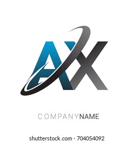 initial letter AX logotype company name colored blue and grey swoosh design. logo design for business and company identity.