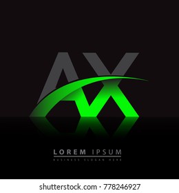 initial letter AX logotype company name colored green and black swoosh design. vector logo for business and company identity.
