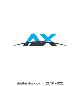 Initial letter AX overlapping movement swoosh horizon logo vector for logo company isolated in black background