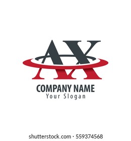 Initial Letter AX With Overlapping Swoosh Circle