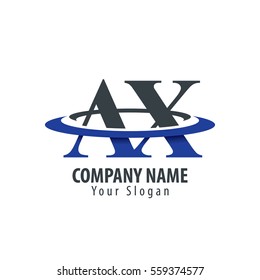 Initial Letter AX With Overlapping Swoosh Circle