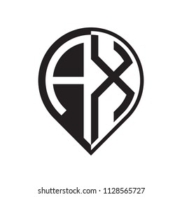 initial letter ax pin logo black