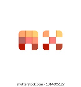 Initial Letter AX Square Pixel Logo Design Inspiration in Red Gradient Color for Media, Technology Brand Identity.