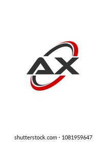 initial letter AX swoosh ring company logo red gray