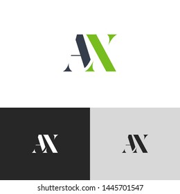 Initial Letter ax a x  uppercase modern logo design template elements. green letter Isolated on black white grey background. Suitable for business, consulting group company.