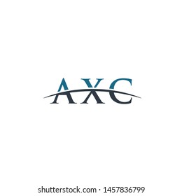 Initial letter AXC, overlapping movement swoosh horizon logo company design inspiration in blue and gray color vector