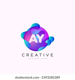 Initial letter AY 3D logo template colorful circle sphere design for business and company identity
