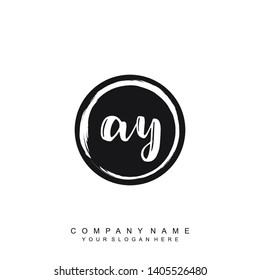Initial letter AY beautiful handwriting logo vector template