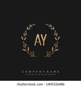 Initial letter AY beautiful handwriting logo vector template