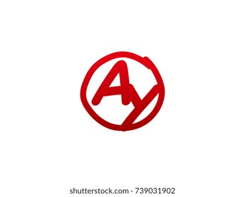 The initial letter AY handwritten logo
