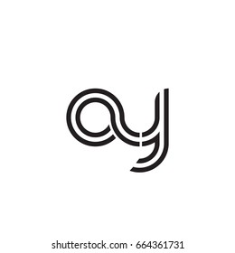 Initial letter ay, linked outline rounded lowercase, monogram black