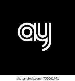 Initial letter ay, linked outline rounded lowercase, white color