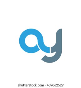 initial letter ay linked round lowercase logo blue