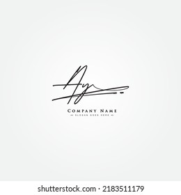 Initial Letter AY Logo - Hand Drawn Signature Logo