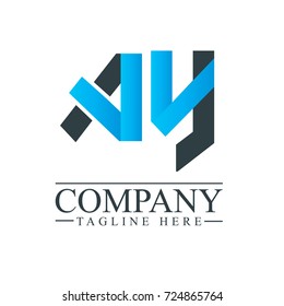 Initial Letter AY Logo Icon Design Template Elements. Material design logo
