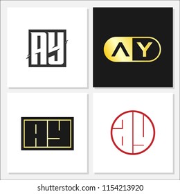 Initial Letter AY Logo Set