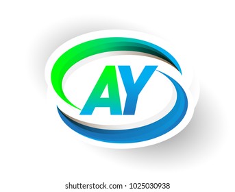 initial letter AY logotype company name colored blue and green swoosh design, modern logo concept. vector logo for business and company identity.

