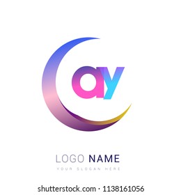 initial letter AY logotype company name, coloreful and swoosh design. vector logo for business and company identity.
