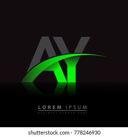 initial letter AY logotype company name colored green and black swoosh design. vector logo for business and company identity.
