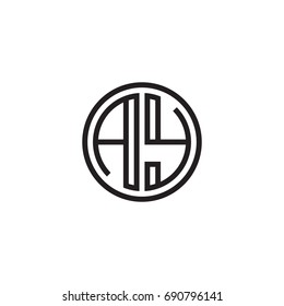 Initial letter AY, minimalist line art monogram circle logo, black color