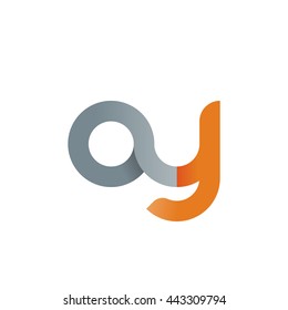 initial letter ay modern linked circle round lowercase logo orange gray