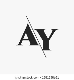 Initial Letter AY Monogram Sliced. Modern logo template isolated on gray background