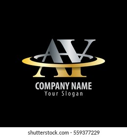 Initial Letter AY With Overlapping Swoosh Circle