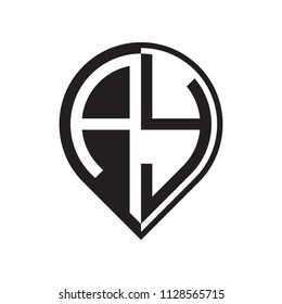 initial letter ay pin logo black