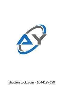 initial letter AY swoosh ring company logo blue gray