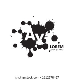 Initial letter ay uppercase modern logo design template elements. White letter with black splash isolated on white background. Suitable for business, consulting group company.