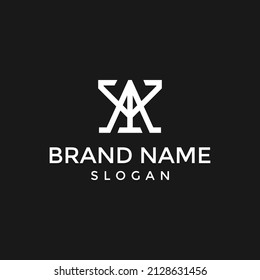 Initial letter AY YA minimalist art monogram shape logo