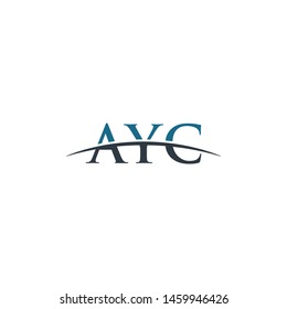 Initial letter AYC, overlapping movement swoosh horizon logo company design inspiration in blue and gray color vector