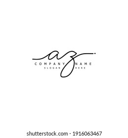 Initial letter AZ calligraphy handwritten logo. Handwritten alphabet in the logo template. Letters and Alphabet for your logo design.