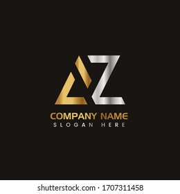 Initial Letter AZ capital logo icon design template elements. Modern line logo with gold silver luxury style. Can be used for business, company group, consulting, finance. Vector Illustration.