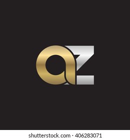 initial letter az linked circle lowercase logo gold silver black background