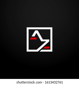 Initial letter AZ linked square logo white and red color. Corporate identity design template element. Industry, finance, bank logotype. Square group, technology interaction, network integrate concept.