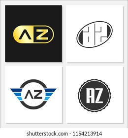 Initial Letter AZ Logo Set