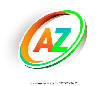 initial letter AZ logotype company name colored orange and green circle and swoosh design, modern logo concept. vector logo for business and company identity.
