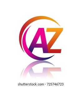 initial letter AZ logotype company name orange and magenta color on circle and swoosh design. vector logo for business and company identity.