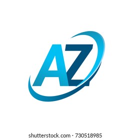 initial letter AZ logotype company name colored blue swoosh design concept. vector logo for business and company identity.