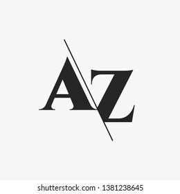 Initial Letter AZ Monogram Sliced. Modern logo template isolated on gray background