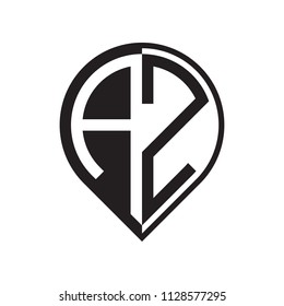 Initial Letter Az Pin Logo Black