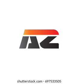 Initial letter AZ, straight linked line bold logo, gradient fire red black colors