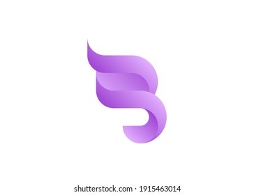 Initial Letter B 3D Gradient Purple color Logo, Initial Letter Logo For Your Company Name, Alphabet Logo Template Ready For Use, Modern Initial Logo
